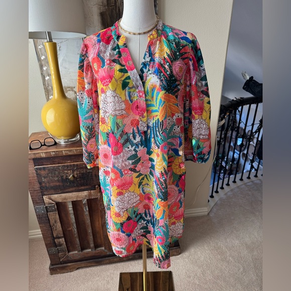 Lior Paris Floral Multicolor Eyelet Dress- S - Picture 2 of 7